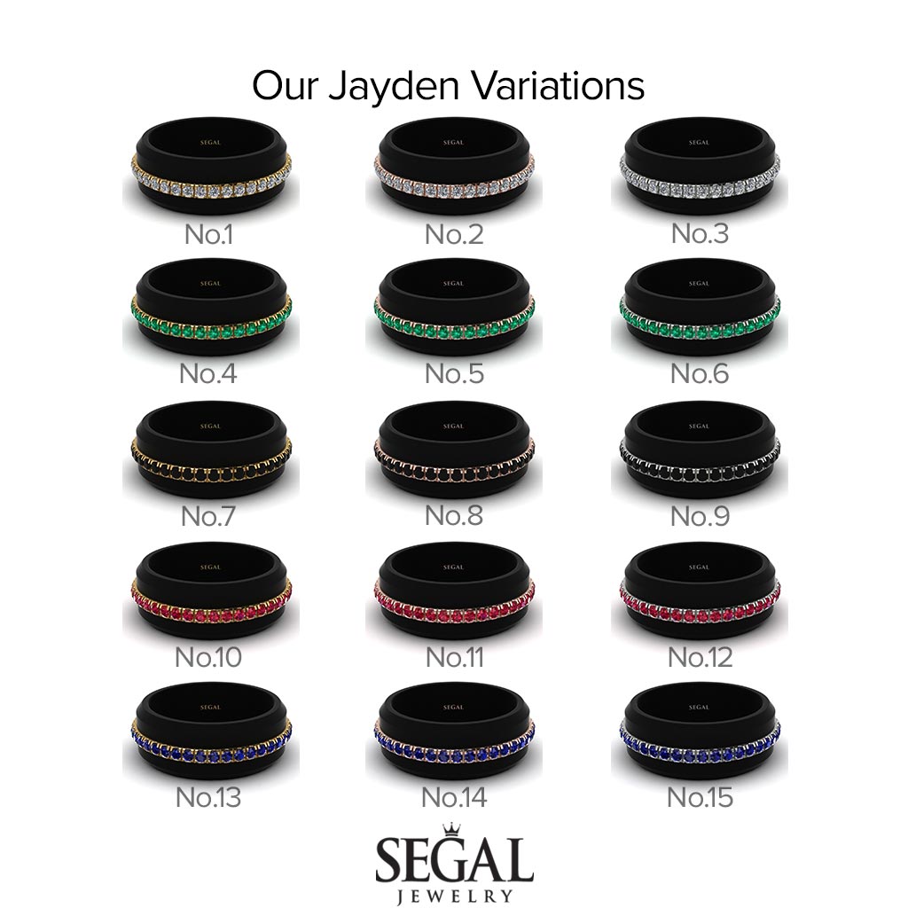 Elegant Men's Emerald Black Ring - Jayden No. 15